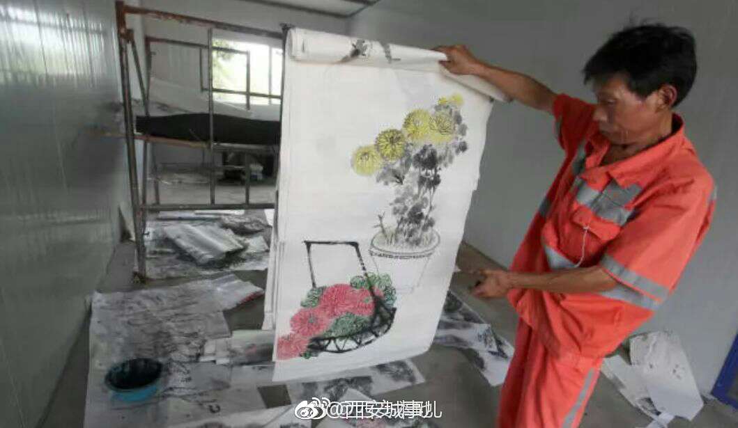 西安驚現“掃地僧” 34年創作上萬幅“手指畫”